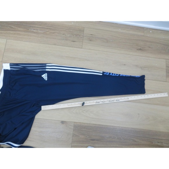 New York City FC Pants Mens Large Blue Adidas MLS Soccer Aeroready Warm Up Gym - Picture 13 of 14